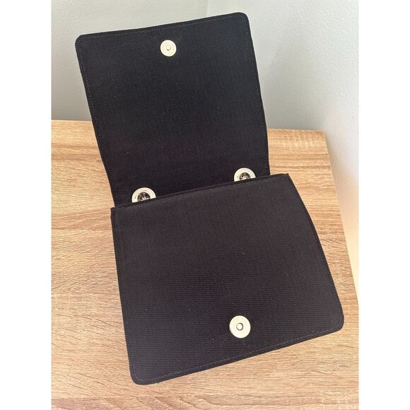 Sondra Roberts Vintage Black Evening Bag with Silver Chain Handle Clutch - Picture 10 of 11